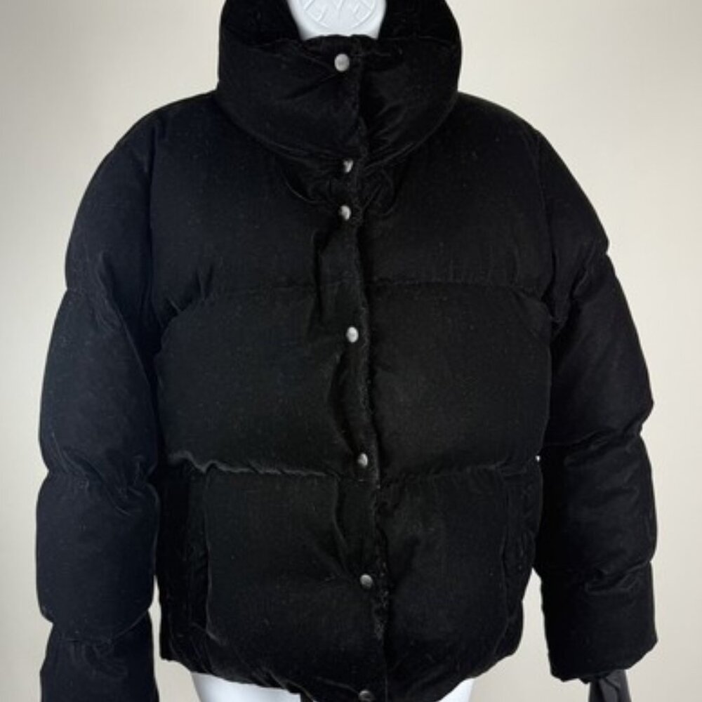 Women's Sam. New York Black Velvet Down Filled Puffer Jacket Coat Size S